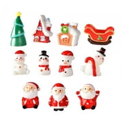 11Pcs Christmas Miniature Figurines Mini Resin Figures Fairy Garden Dollhouse Decoration Mini Xmas Figurines for Cake Toppers
