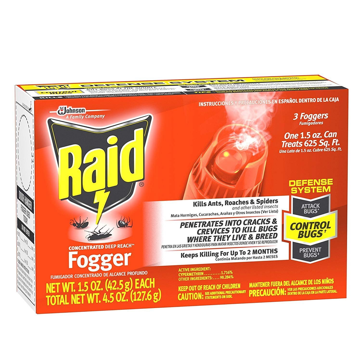 Raid Deep Reach Fogger Insecticide - Indoor Ant Killer - Pack of 3, 4.5 oz