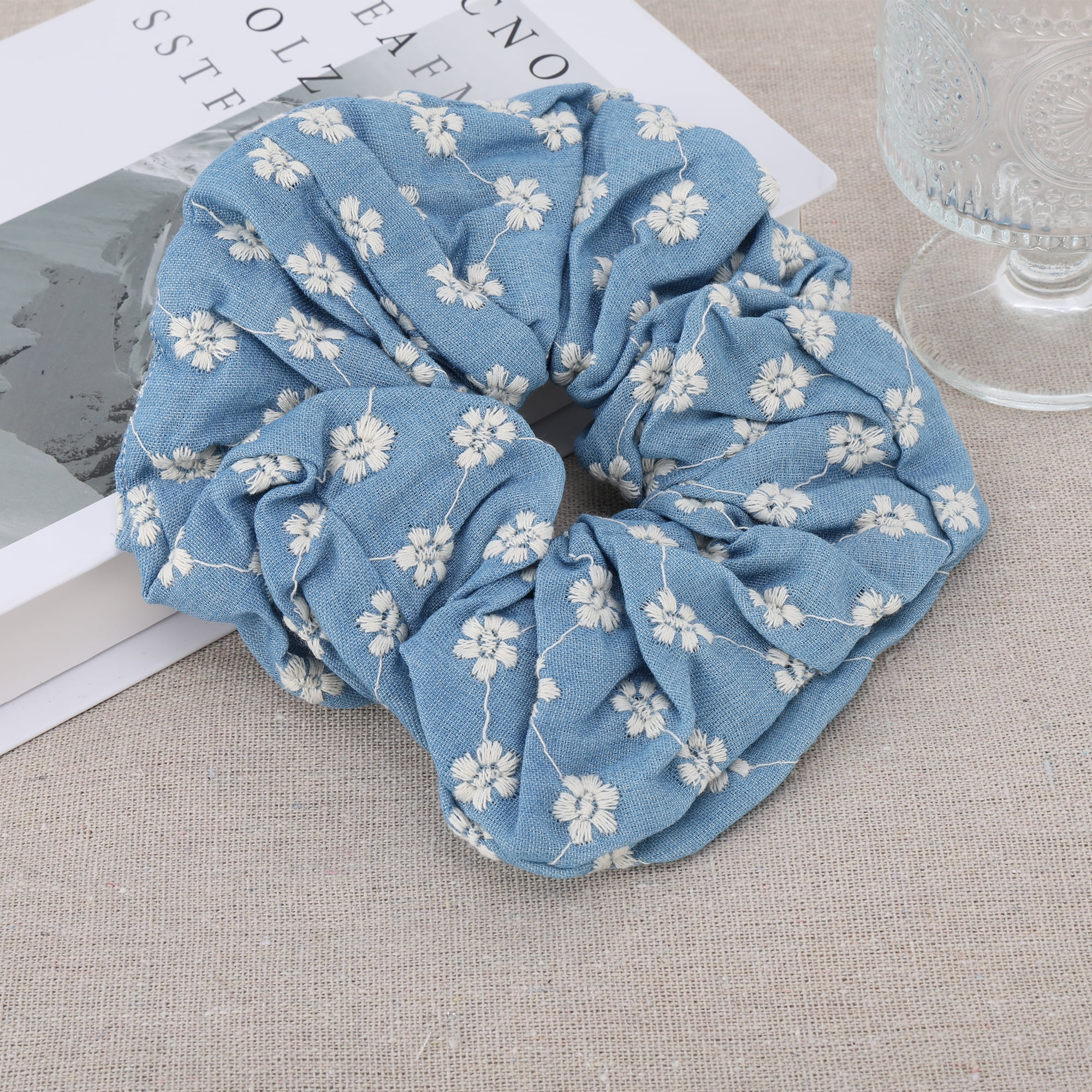 Unique Bargains Rose Denim Hair Ties Fashionable Daily Use Light Blue