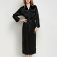 thumbnail image 2 of Gibobby Bata satin mujer Pijamas De Seda para Mujer para Dormir De Satén para Mujer Albornoz Largo Camisón De Color Sólido Sexy con Cinturón (Negro,G), 2 of 4