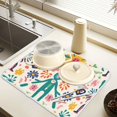 thumbnail image 2 of Yayeee Dish Drying Mat for Kitchen Counter 16" x 18" Microfiber Super Absorbent Coffee Decorative Pad, Abstract Floral, 2 of 9