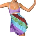 thumbnail image 3 of Mini vestido sexy con cuello halter y recorte para mujer Y2K Rainbow Girl Printed Backless Lace Up Bodycon Dress Vestidos de playa tropical Fokelyi WRLF-97-4, 3 of 7