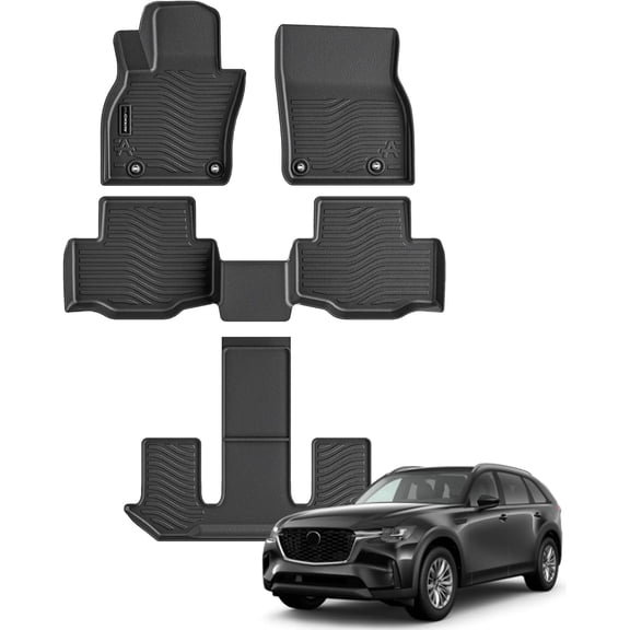 All Weather Floor Mats Fits for Mazda CX-90(Include PHEV) 2024 2025 6&7 seat 3 Rows TPE Rubber Liners Accessoires for Mazda CX90 2024 2025 All Season Guard Odorless Anti-Slip Mats