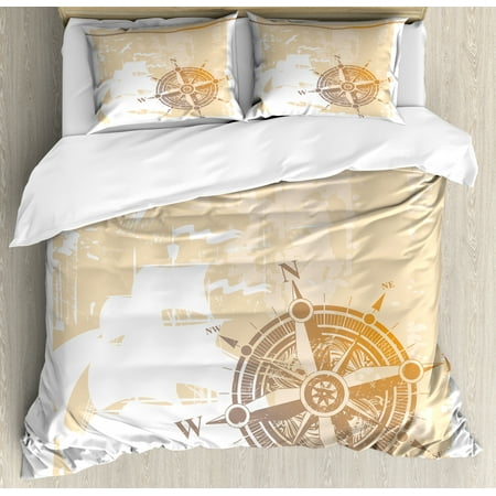 Compass Duvet Cover Set Nautical Themed Compass Marine Life