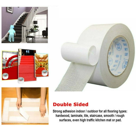 PartyKindom Double Sided Rug Tape with Aggressive Adhesion for Carpet Safety and Hassle Free Removal