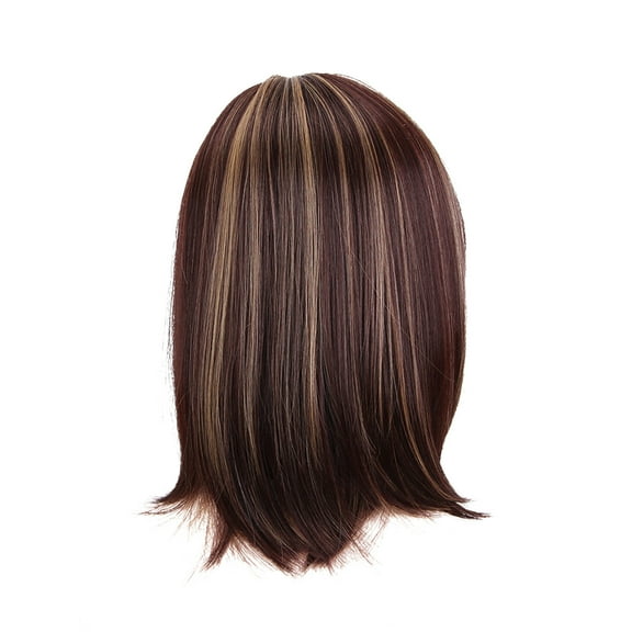 Zenghuiiii Short Human Curly Wigs for Women Natural Gradient Gold Brown Medium Length Straight Hair Fashion Female Human Hair Wigs