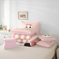 thumbnail image 5 of Manfei Kawaii Bowknot Ghost Twin Bedding Sets 7-Piece for Teen, Pink Stripes Geometric Bedding Comforter Set, Sugar Halloween Reversible Sheet Sets, Ultra Soft Home Decor, 5 of 7