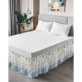 thumbnail image 4 of Eucalyptus Flowers Wrap Around Bed Skirts for King Bed 18" Drop,Bed Skirt with Adjustable Elastic Belt Dust Ruffle Bed Valance for Bedroom Hotel Blue Floral Green Vintage Wood Grain Bed Frame Cover, 4 of 7