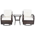 thumbnail image 3 of Euroco 3-piece Outdoor Swivel Chair Set with Square Table & Rattan Weave Design, 3 of 9