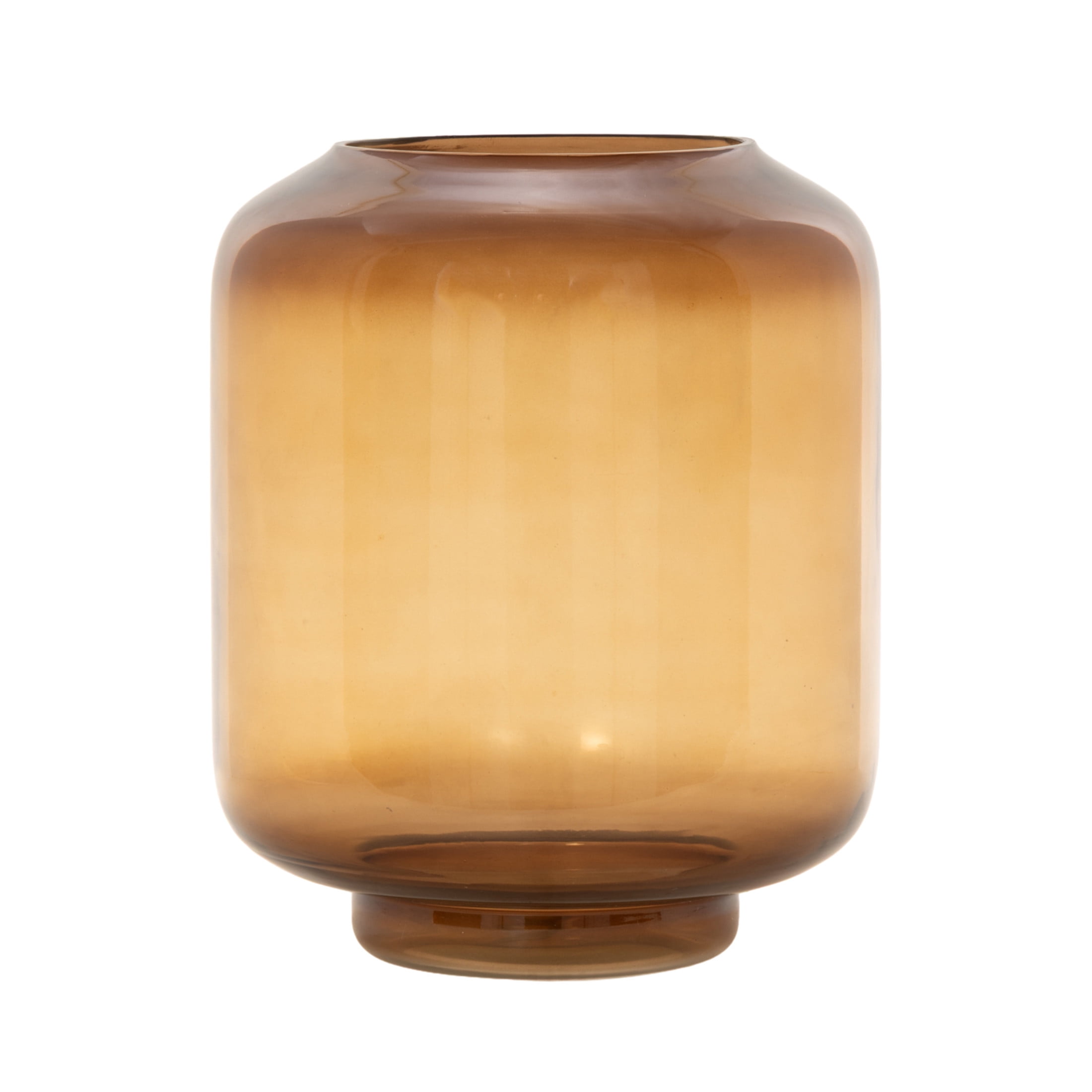 DecMode Brown Glass Tinted Wide Hurricane Lamp with Elevated Base