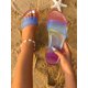 thumbnail image 1 of Fashionable Slides For Women, Colorblock Single Band Plastic Slippers, 1 of 5