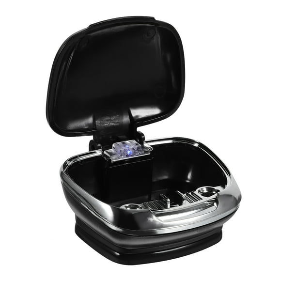 BRIGHTFUFU Lámpara LED creativa Cenicero de coche Personalidad automática Cenicero de cigarrillos de basura Soporte de colillas Cenicero de moda (Negro)