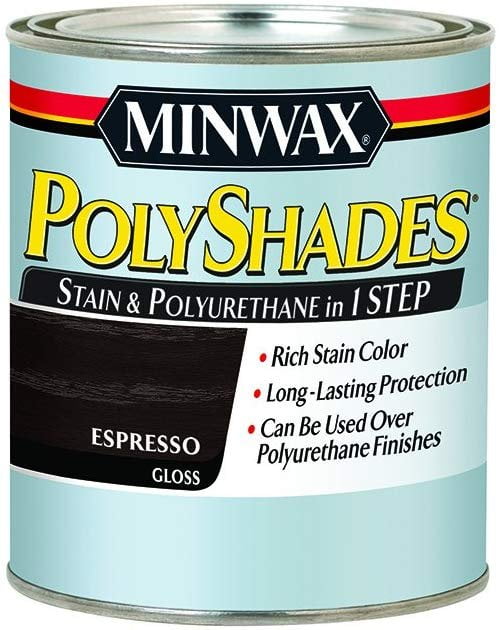 Minwax 614970444 PolyShades - Stain & Polyurethane in 1 Step, quart, Espresso, Gloss