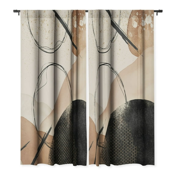 Society6 Sheila Wenzel Ganny Minimalist Black Gold Single Panel Room Darkening Window Curtain 50" x 96"