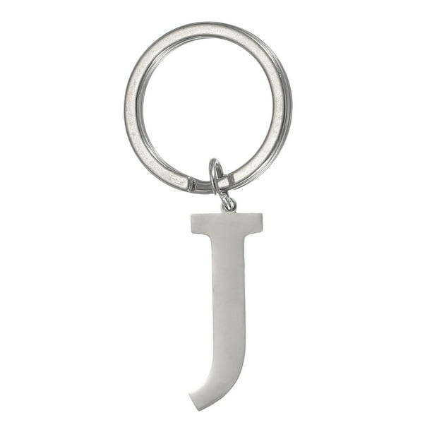 Llavero de Letra Inicial Uxcell para Hombres y Mujeres A-Z Color Plata Letra J