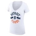 thumbnail image 2 of Women's G-III 4Her by Carl Banks White Detroit Tigers Super-Slim Fit Lightweight City Graphic V-Neck T-Shirt, 2 of 5