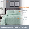 thumbnail image 6 of Swift Home 3PC Reversible Diamond Stitch Lightweight Quilt & Sham Set, Sage, King/Cal King, 6 of 6