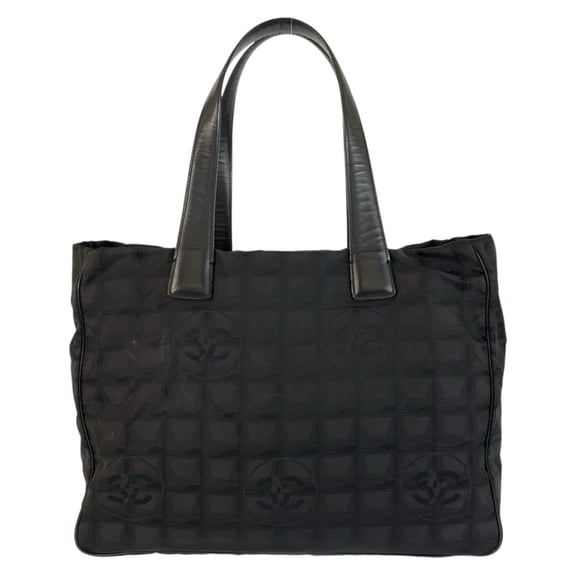 Pre-Owned CHANEL New Travel Line Black Nylon and Leather Tote Bag Shoulder for Women