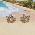 thumbnail image 4 of Beautiful Hawaiian Starfish Earring, Sterling Silver Yellow-Gold Plated Starfish CZ Stud Earring, E4419 Birthday Mom Valentine Gift, Island, 4 of 5