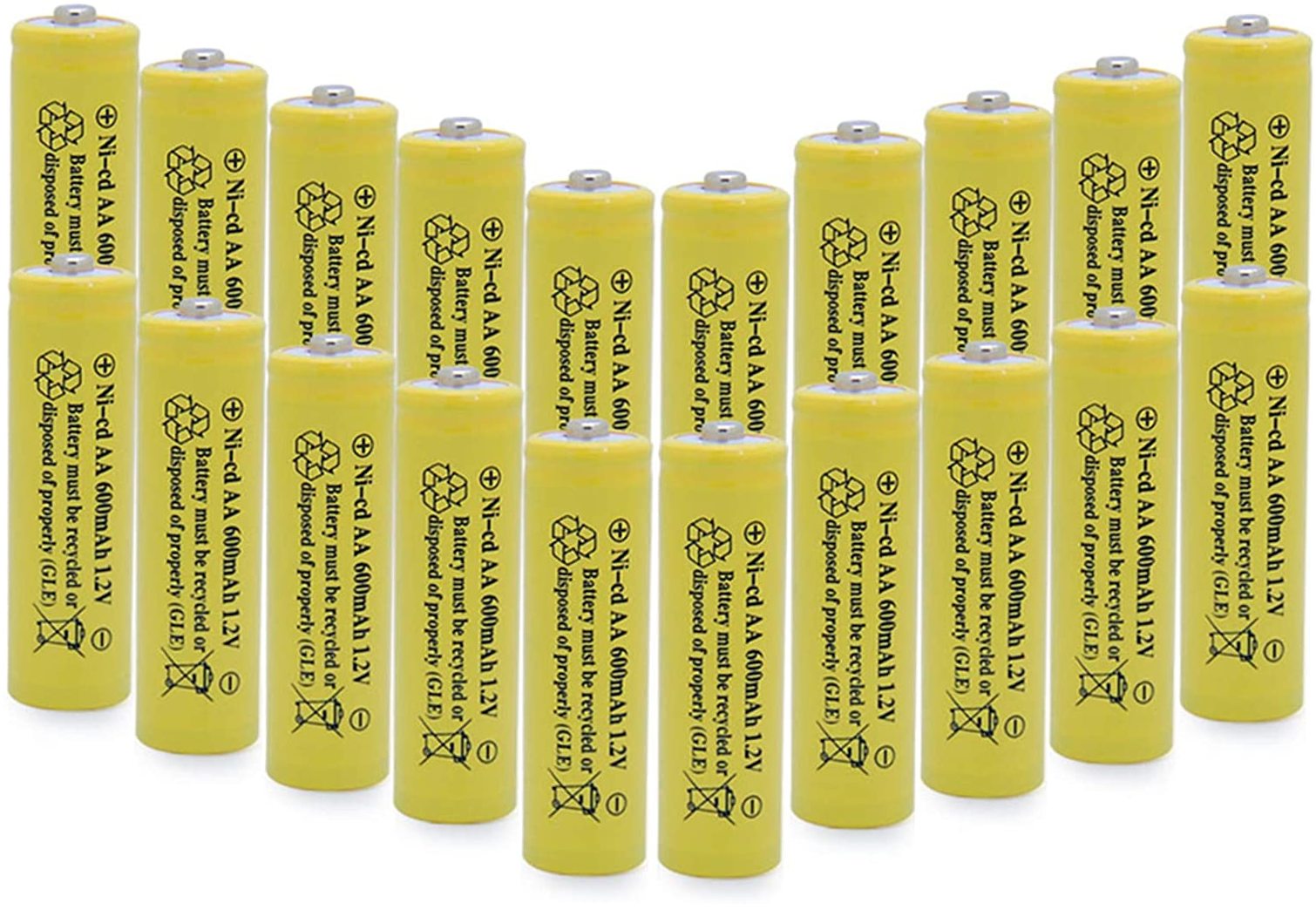 Aa Aa Nicd 600Mah 1.2V Solar Batteries Rechargable, Aa, 20Pcs Nicd ...