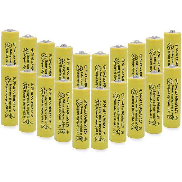 Aa Aa Nicd 600Mah 1.2V Solar Batteries Rechargable, Aa, 20Pcs Nicd