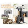 thumbnail image 3 of ZephyPaws 30" Cat Tree for Indoor Cats, Multi-Level Cat Tower with 2 Cozy Condos & Sisal Scratching Posts - Soft Padded Perch, Dangling Toys, Stable Design for Small to Medium Cats, Dark Grey, 3 of 15