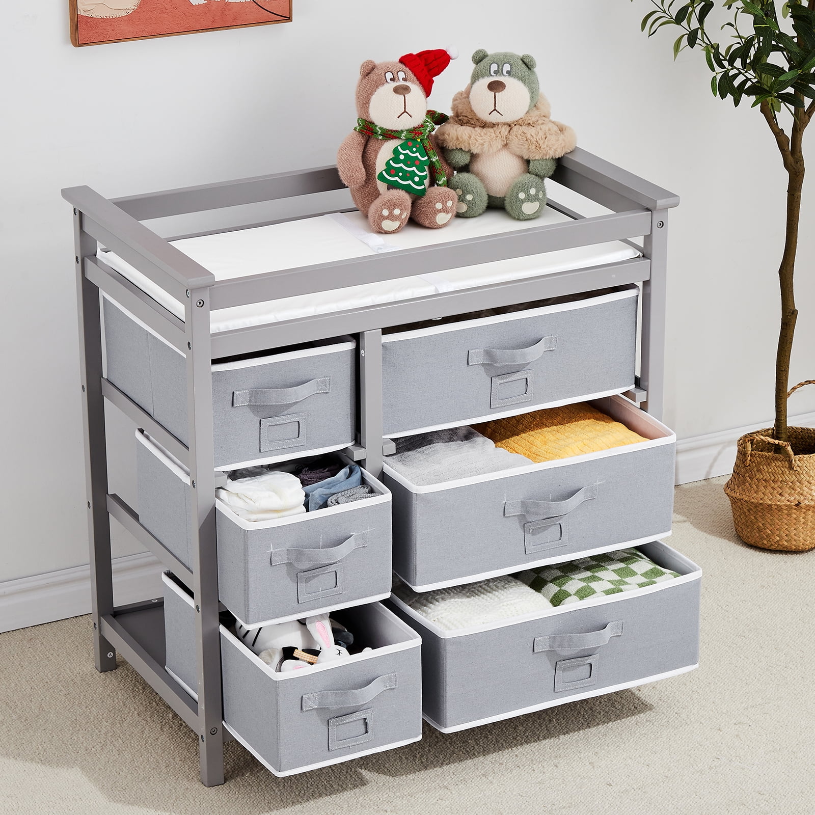 Crib With Diaper Changing Station Graco Benton (Pebble Gray