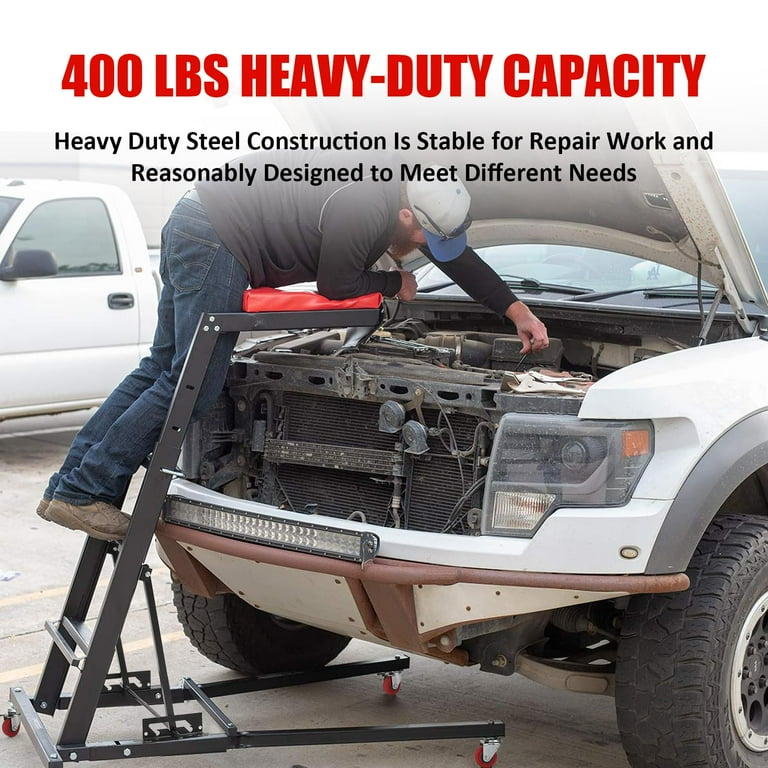 Heavy Duty Garage Shop Creeper 400Lb Capacity - Adjustable Height Foldable Topside Automotive Engine Creeper With Caster Wheels