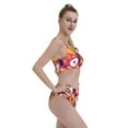 thumbnail image 6 of High Waisted Bikini Sets For Women, Cute Pear Peach Gold Flower Swimsuits Tummy Control, Two Pieces Bathing Suit, 6 of 8