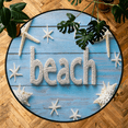 thumbnail image 7 of CURLYOOT Beach Starfish 5.2ft Round Rug for Living Room, Large Washable Area Rug, Non Slip Floor Mat Farmhouse Wood Indoor Rugs for Bedroom, Dining Room, Offices, Entryway, 7 of 7