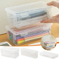 Pencil Case Extra Large Capacity Plastic Pencil Box Stackable Translucent Clear Pencil Box Office Supplies Storage Organizer Box for Gel Pens Erasers Tape Pens Pencils Mark