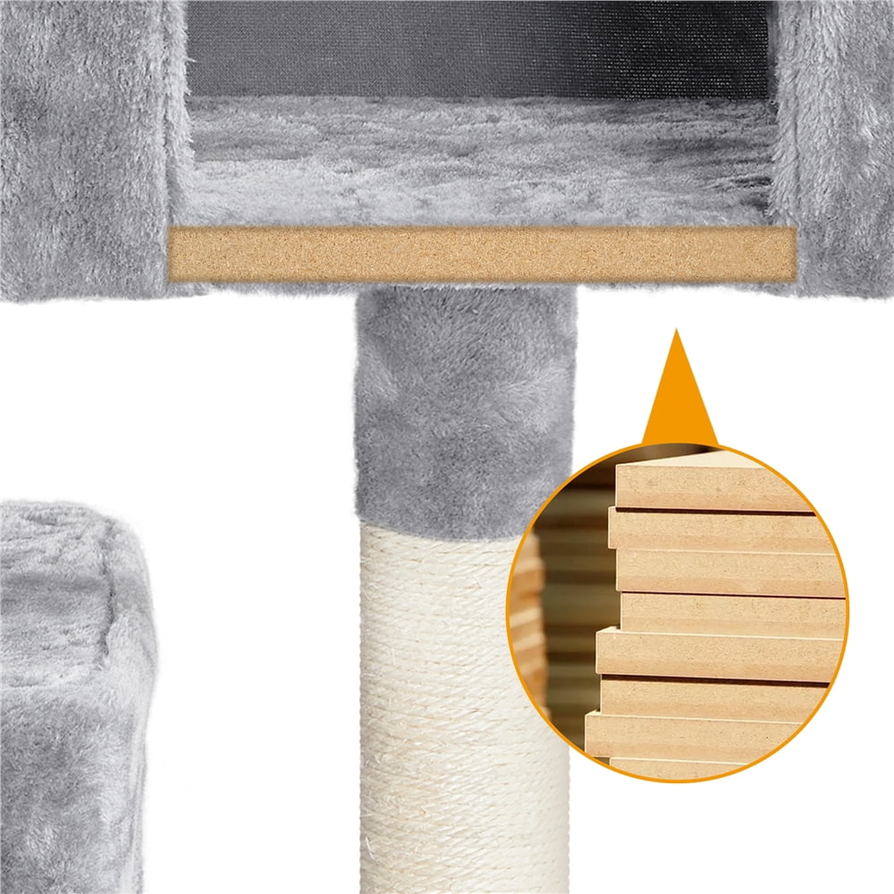 Alden Design 33.5"H Multilevel Small Space Cat Tree with Condos, Light Gray