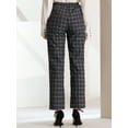 thumbnail image 5 of DARING DIVA Women's Plaid Trousers Pockets Straight Leg Casual Pant M dark Gray Black, 5 of 6