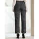 thumbnail image 5 of Pantalones a cuadros casuales para mujer, bolsillos, pierna recta, trabajo, oficina, pantalones Gris Oscuro Negro S, 5 of 6