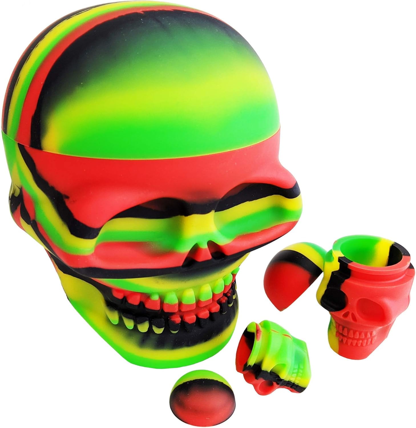 Silicone Skull Storage Containers Set, Non-Stick Reusable Silicone Jars for Small Item Organization, Durable Multi-Size Storage Set