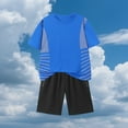 thumbnail image 2 of Fesfesfes Boys' Sports Suit Summer Outfit Comfortable Short Sleeve Top and Stretch Shorts Casual 2Pcs Play Clothes for Active Kids(Blue,11 Years), 2 of 6