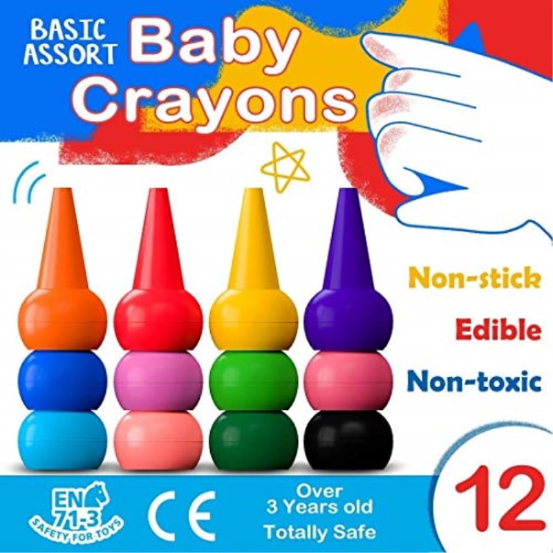 mimoo finger crayons for toddlers, 12 colors finger paint palm grip