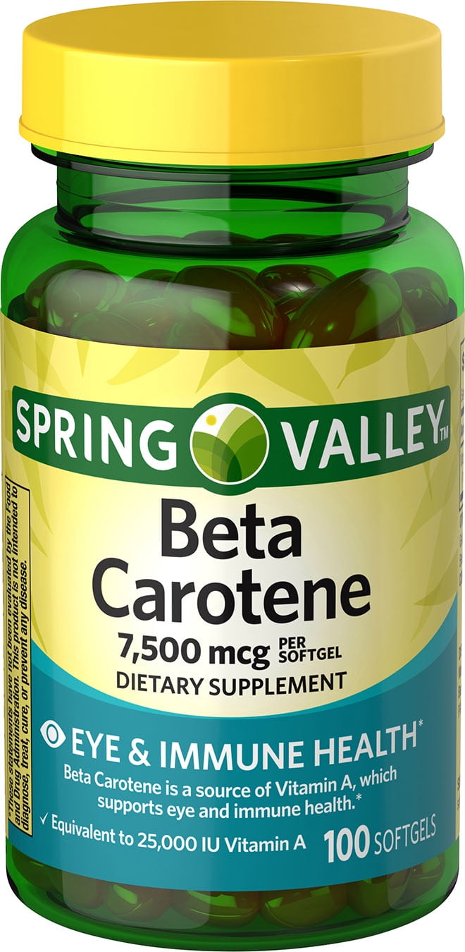 Spring Valley Beta Carotene Softgels, 25,000 IU, 100 count Walmart