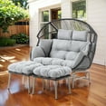thumbnail image 3 of POCASSY Double Swing Chair with Stand and Ottomans, 3 of 7