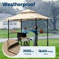 thumbnail image 5 of SPECSTAR 8' x 5' Grill Gazebo Canopy, Outdoor BBQ Gazebo Shelter with 2 Side Shelves & Double-Tiered Top, Beige, 5 of 8