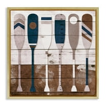 Stupell Industries Rustic Ocean Paddle Ores Nature Painting Gold Floater Framed Canvas Art Print Wall Art, 18 x 18