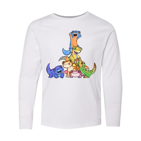 Inktastic Gecko Pile Cute Lizards Long Sleeve Youth T-Shirt