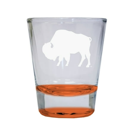 

West Texas AandM Buffaloes Etched Round Shot Glass 2 oz Orange