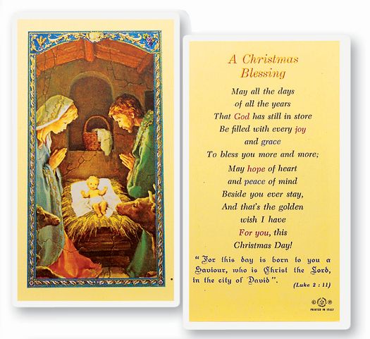 A Christmas Blessing Laminated Holy Card | Laminated Italian Holy