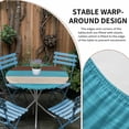 thumbnail image 6 of Round Fitted Tablecloth with Elastic Teal Blue Brown Wood Grain Tablecloths Farm Barn Wooden Stripes Patio Table Cover for Kitchen Dinner Party Picnic Decor Fits Tables up to 36"- 44" Diameter, 6 of 9