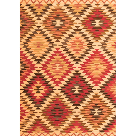 Ahgly Company Indoor Rectangle Southwestern Orange Country Area Rugs, 2' x 4'