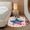 thumbnail image 3 of Independence Day Round Living Room Rugs 6 ft, 250th Years US Flag Red Blue Stripe Star Fireworks Washable Area Rug with Non-Slip Sturdy Edge Binding Round Carpet for Kitchen Office Bedroom, 3 of 9