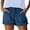 Blue -CQ17, variant on Women Casual Denim Shorts Elastic Waist Drawstring Distressed Ripped Double Pockets Cuffed Hem Summer Shorts Wine M
