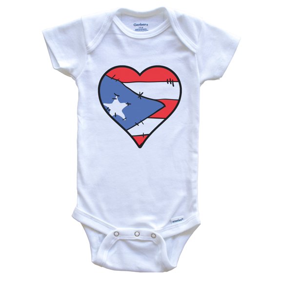 Puerto Rico Heart Puerto Rican Flag Baby Bodysuit