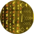 thumbnail image 1 of Ahgly Company Indoor Round Solid Yellow Modern Area Rugs, 4' Round, 1 of 4